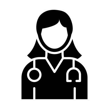 Kişisel ve Ticari Kullanım İçin Kadın Doktor Vektör Glyph Simgesi