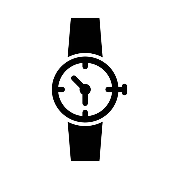 Stijlvolle Horloge Vector Glyph Icoon Voor Persoonlijk Commercieel Gebruik — Stockvector
