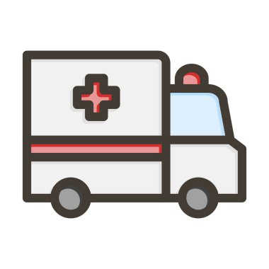 Ambulans Kalın Çizgisi Kişisel ve Ticari Kullanım İçin Renklerle Dolu
