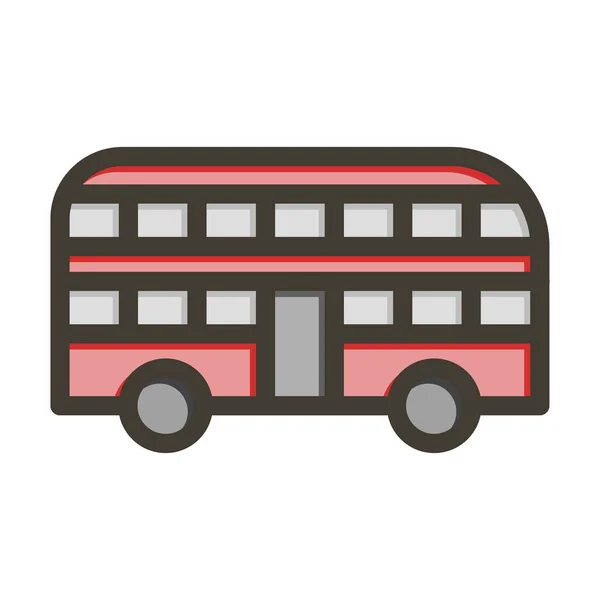 Double Bus Thick Line Gefüllte Farben Für Den Persönlichen Und — Stockvektor