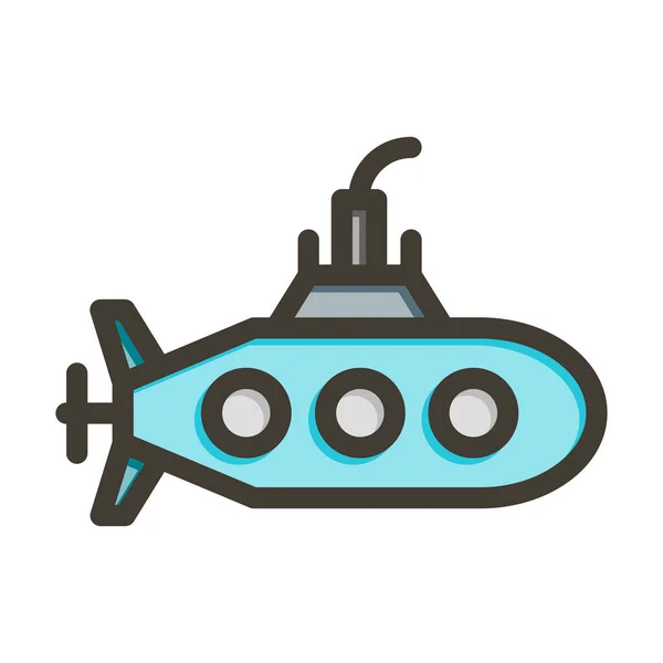 個人用および商業用潜水艦の太線充填色 — ストックベクタ