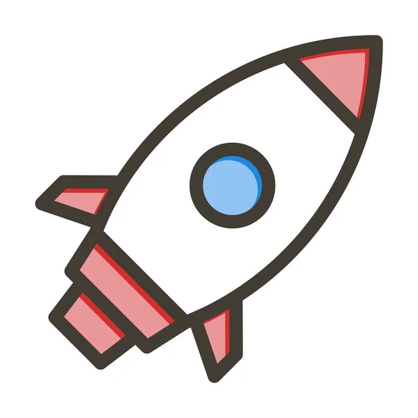 Raketa Tlustá Čára Plněné Barvy Pro Osobní Komerční Použití — Stockový vektor