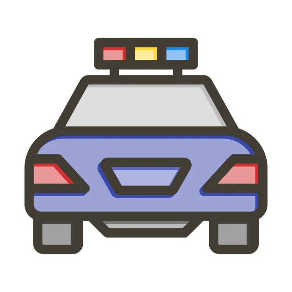 Policejní Auto Tlustá Čára Plněné Barvy Pro Osobní Komerční Použití — Stockový vektor