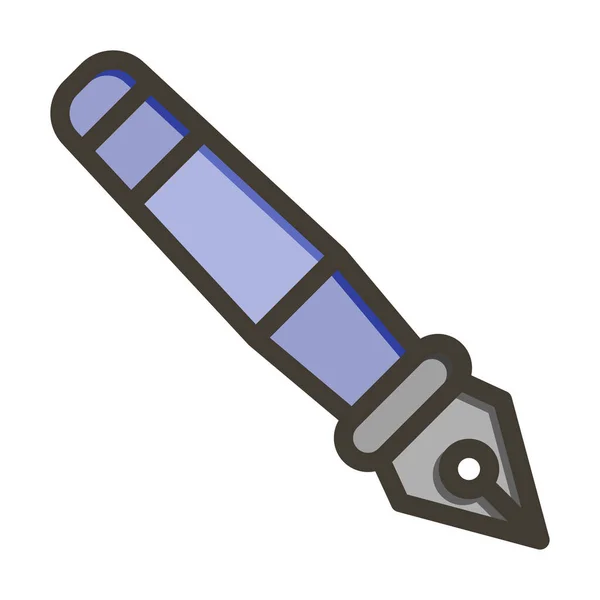 Fountain Pen Thick Line Заповнені Кольори Особистого Комерційного Використання — стоковий вектор