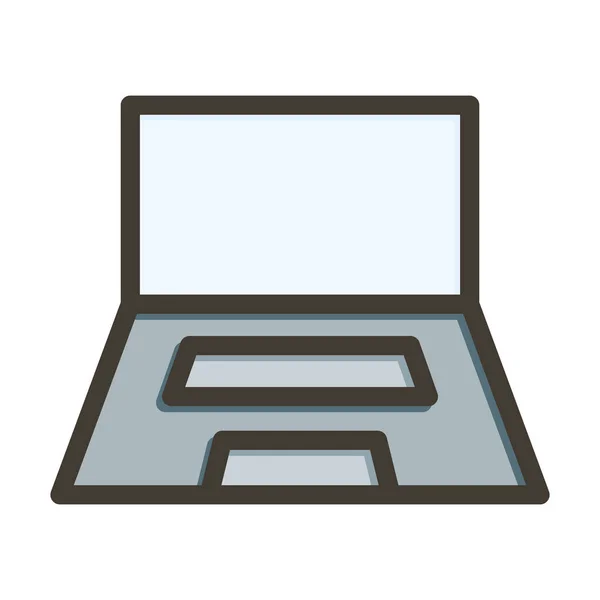 Laptop Gruba Linia Wypełniona Kolorami Użytku Osobistego Komercyjnego — Wektor stockowy