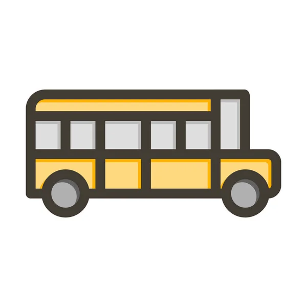 Толстая Линия Школьного Автобуса Заполненные Цвета Личного Коммерческого Использования — стоковый вектор