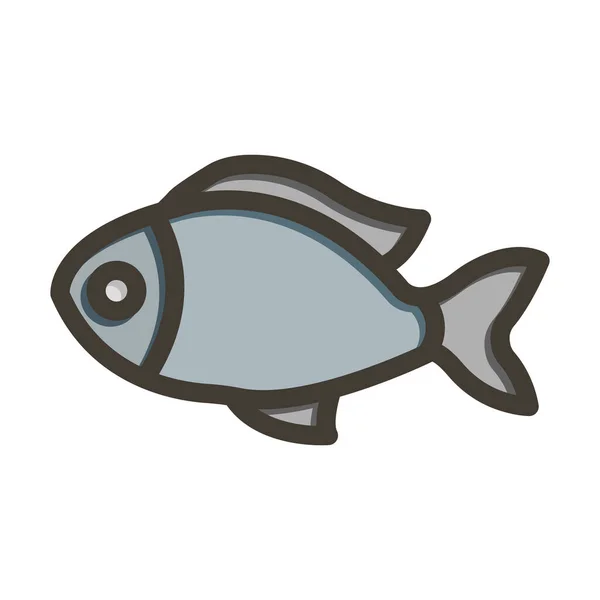 Толстая Линия Рыб Заполненные Цвета Личного Коммерческого Использования — стоковый вектор