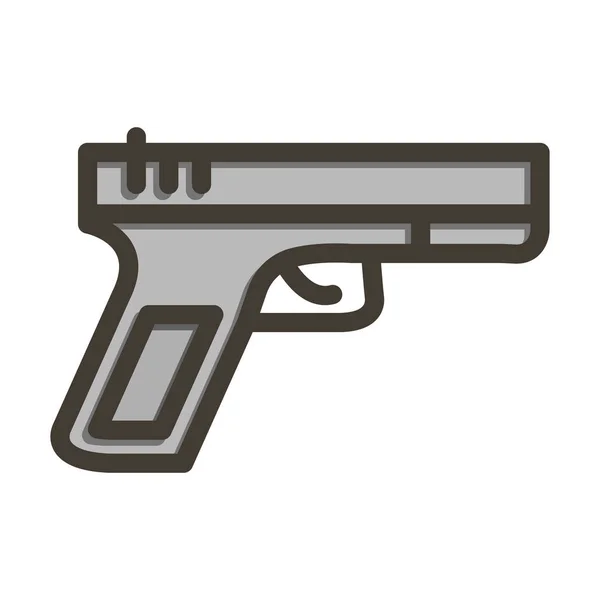 Gun Thick Line Töltött Színek Személyes Kereskedelmi Használatra — Stock Vector