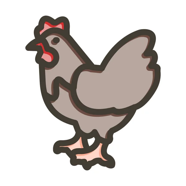 Chicken Thick Line Gefüllte Farben Für Den Persönlichen Und Kommerziellen — Stockvektor