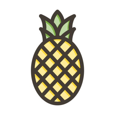 Ananas Kalın Çizgisi Kişisel ve Ticari Kullanım İçin Renklerle Dolu
