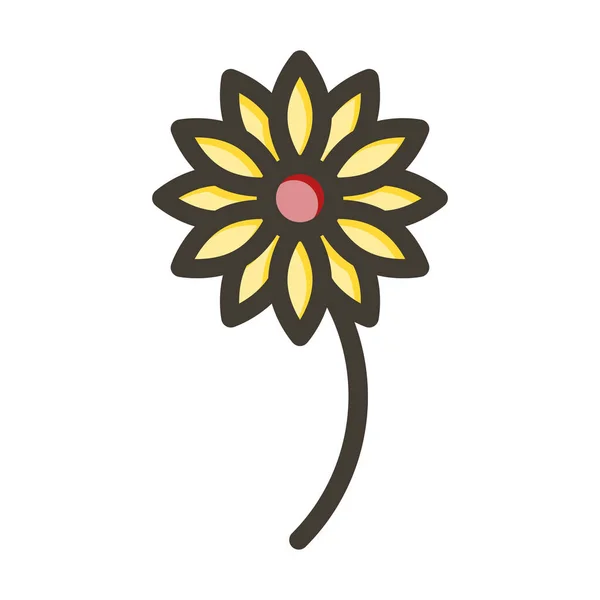 Квіткова Товста Лінія Заповнені Кольори Особистого Комерційного Використання — стоковий вектор