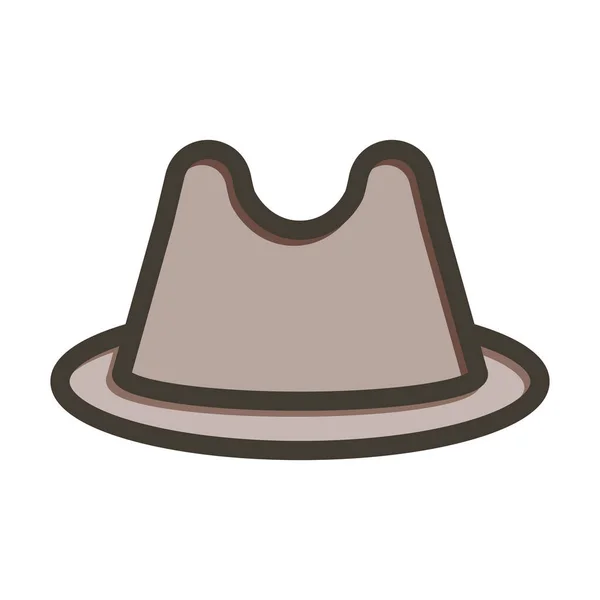 Fedoraの帽子太いラインは 個人的および商業的使用のために色を埋めます — ストックベクタ