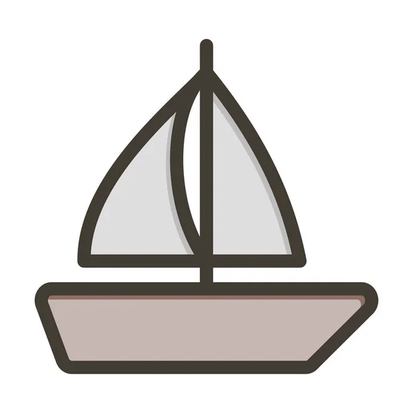 Вітрильний Човен Товста Лінія Заповнені Кольори Особистого Комерційного Використання — стоковий вектор