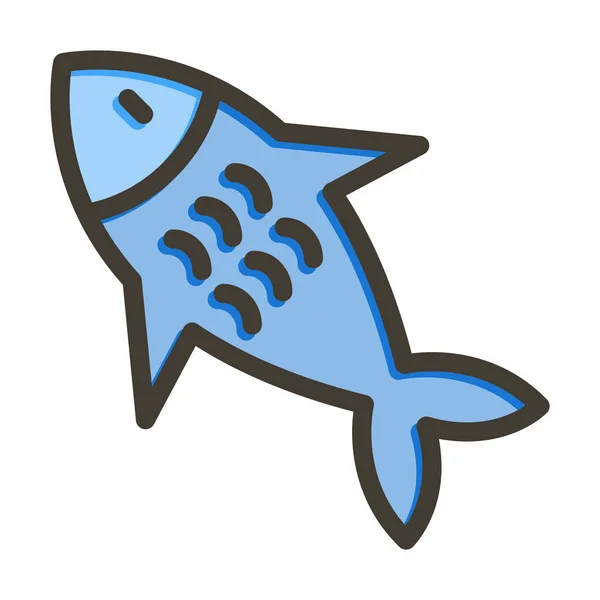 Fish Thick Line Gefüllte Farben Für Den Persönlichen Und Kommerziellen — Stockvektor