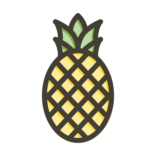 Couleurs Remplies Par Ligne Épaisse Ananas Pour Usage Personnel Commercial — Image vectorielle