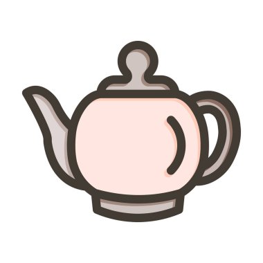 Çaydanlık Kalın Çizgisi Kişisel ve Ticari Kullanım İçin Renklerle Dolu