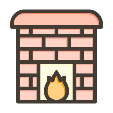 Şömine Kalın Çizgisi Kişisel ve Ticari Kullanım İçin Renklerle Dolu