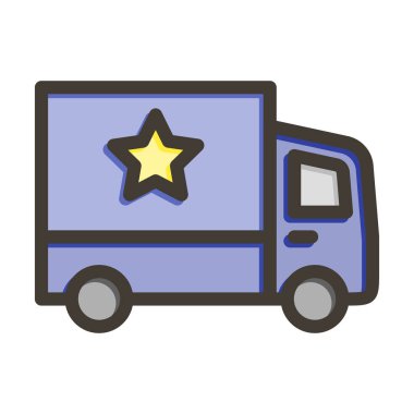 Polis Van Kalın Çizgisi Kişisel ve Ticari Kullanım İçin Renklerle Dolu