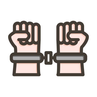 Tutuklanan Kriminal Kalın Çizgi Kişisel ve Ticari Kullanım İçin Renkler Dolduruldu