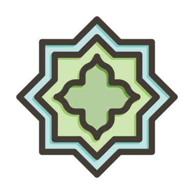 İslam Yıldızı Kalın Çizgisi Kişisel ve Ticari Kullanım İçin Renklerle Dolu