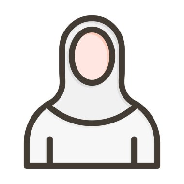 İslami Kadın Kalın Çizgisi Kişisel ve Ticari Kullanım İçin Renkleri Doldurdu