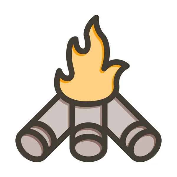 Bonfire Gruba Linia Wypełniona Kolorami Użytku Osobistego Komercyjnego — Wektor stockowy