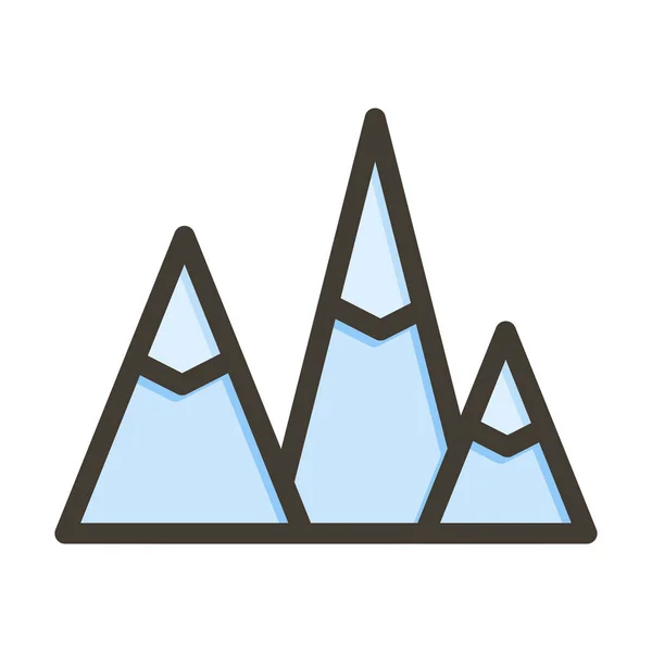 Mountain Thick Line Gefüllte Farben Für Den Persönlichen Und Kommerziellen — Stockvektor