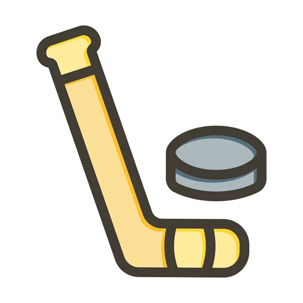 Ice Hockey Thick Line Заповнені Кольори Особистого Комерційного Використання — стоковий вектор