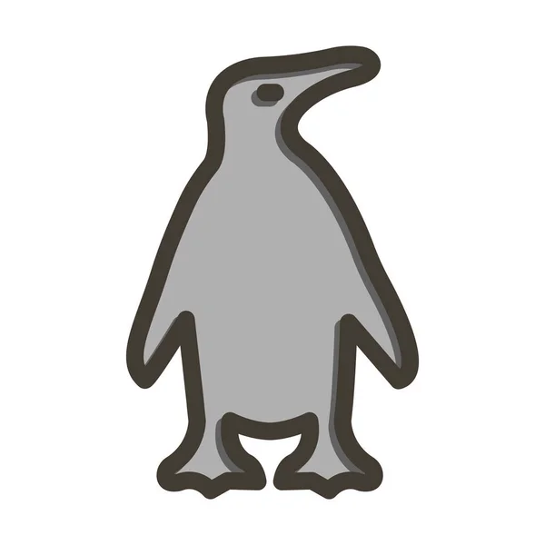 Pingvin Vastag Vonal Töltött Színek Személyes Kereskedelmi Használatra — Stock Vector