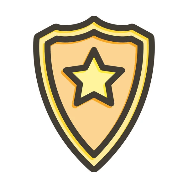 Policejní Odznak Tlusté Čáry Plněné Barvy Pro Osobní Komerční Použití — Stockový vektor