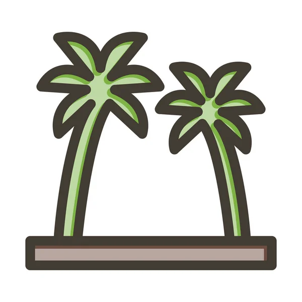 可供个人及商业用途的椰子树厚线填充物色 — 图库矢量图片