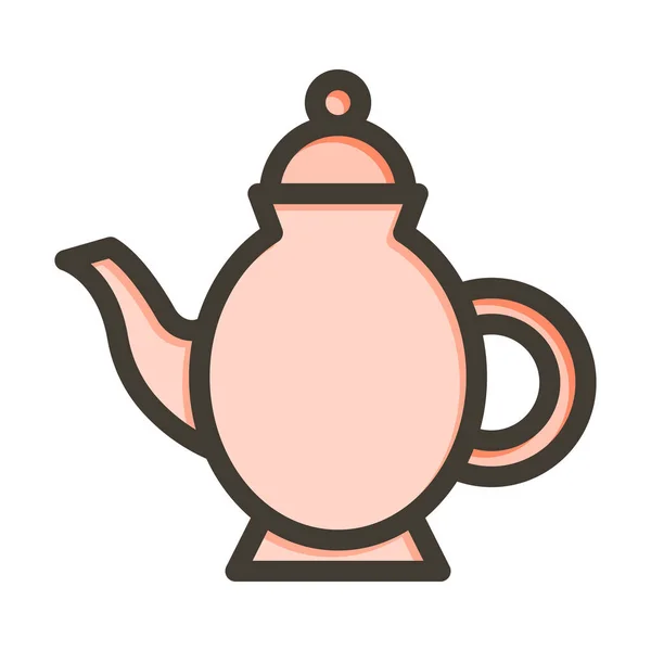 Teapot Thick Line Filled Colors Personal Commercial Use — Stock Vector