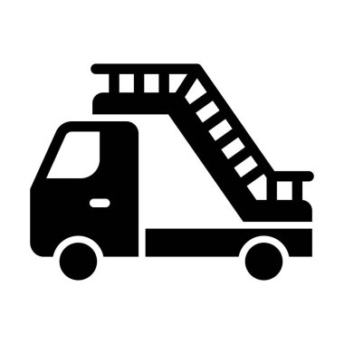 Kişisel ve Ticari Kullanım İçin Merdiven Kamyonu Vektör Kabartma Simgesi