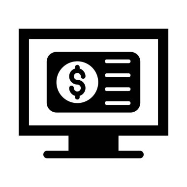 Kişisel ve Ticari Kullanım İçin Çevrimiçi Ödeme Vektörü Glyph Simgesi