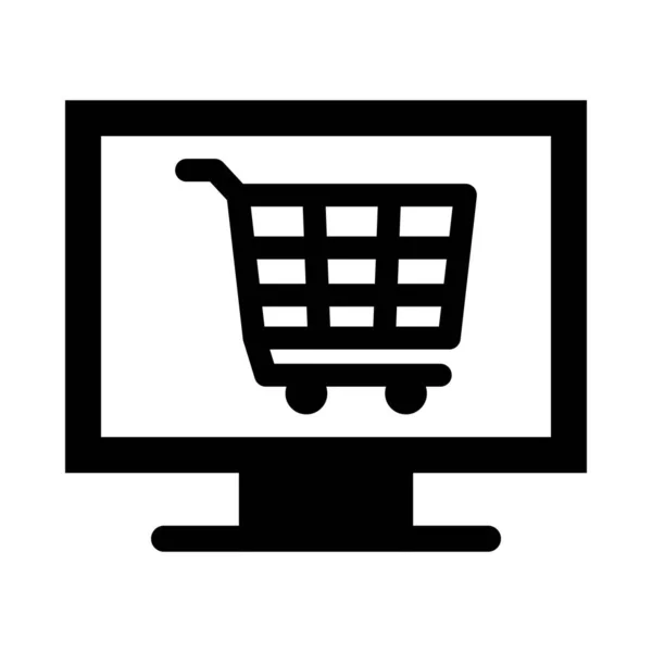 Online Shopping Vector Glyph Ikon För Personligt Och Kommersiellt Bruk — Stock vektor