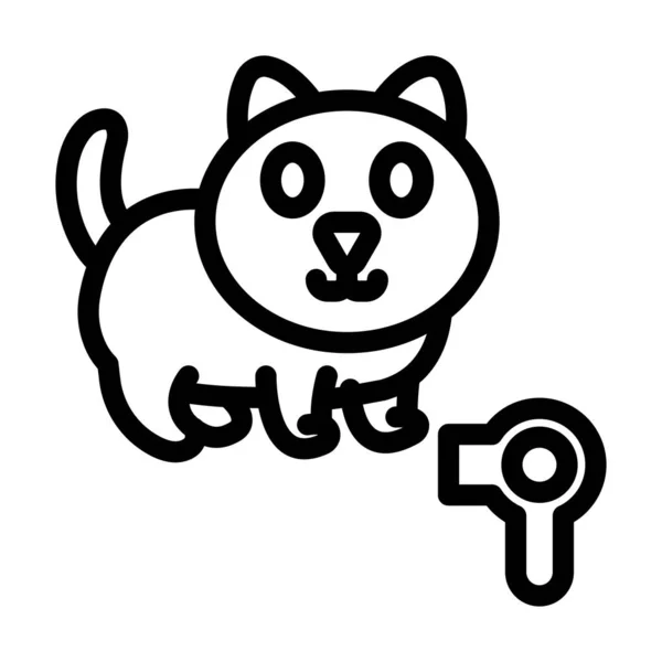Кошка Груминг Вектор Толстая Линия Икона Личного Коммерческого Использования — стоковый вектор