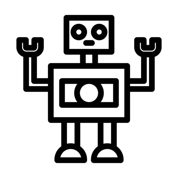 Ρομπότ Διάνυσμα Παχιά Γραμμή Εικονίδιο Για Προσωπική Και Εμπορική Χρήση — Διανυσματικό Αρχείο