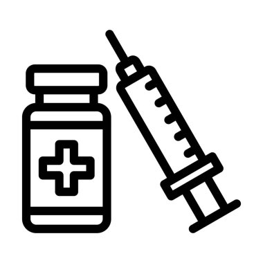 Aşı Vektörü Kalın Çizgi Kişisel ve Ticari Kullanım Simgesi