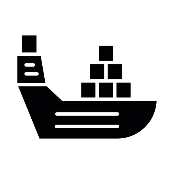 Cargo Ship Vector Glyph Icon Personal Commercial Use — Stock Vector