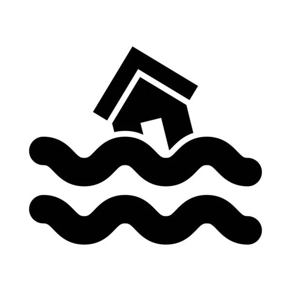 Символ Повінь Векторна Ікона Гліф Особистого Комерційного Використання — стоковий вектор
