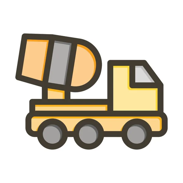 Concrete Mixer Truck Dikke Lijn Gevulde Kleuren Voor Persoonlijk Commercieel — Stockvector