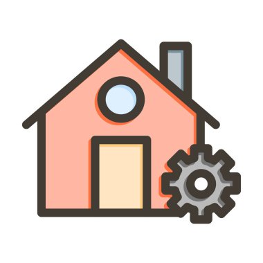 Ev Ayarlama Kalın Çizgisi Kişisel ve Ticari Kullanım İçin Renklerle Dolu