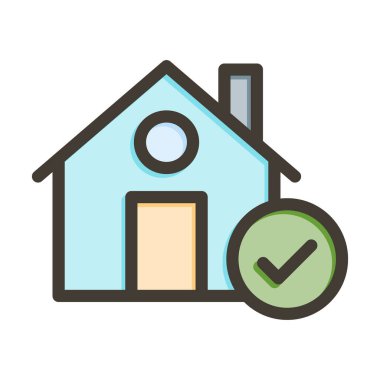 Ev Seçimi Kalın Çizgisi Kişisel ve Ticari Kullanım İçin Renkler Dolduruldu