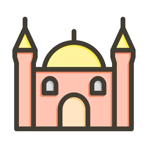 Мечеть Товста Лінія Заповнені Кольори Особистого Комерційного Використання — стоковий вектор