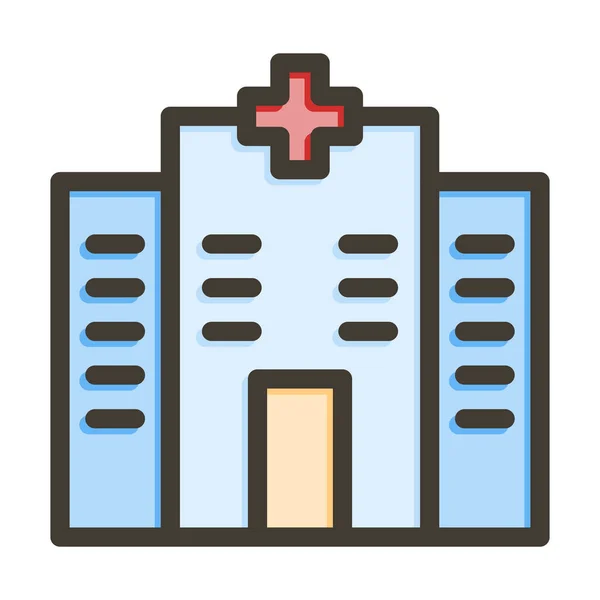 Больница Толстая Линия Заполненные Цвета Личного Коммерческого Использования — стоковый вектор