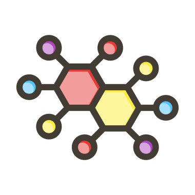 Molekül Kalın Çizgisi Kişisel ve Ticari Kullanım İçin Renkleri Doldurdu