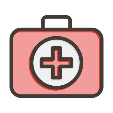 İlk Yardım Çantası Kalın Çizgi Kişisel ve Ticari Kullanım İçin Renkler Dolduruldu