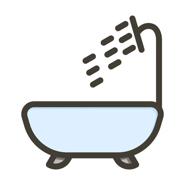 Garis Tebal Bathtub Warna Yang Diisi Untuk Penggunaan Pribadi Dan - Stok Vektor
