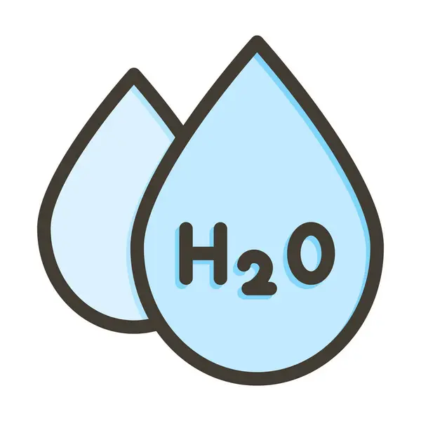 H2O Толстая Линия Заполненные Цвета Личного Коммерческого Использования — стоковый вектор