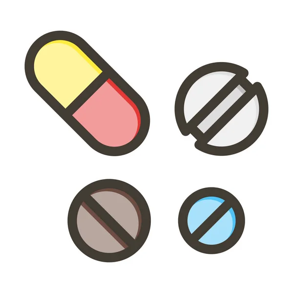 Pills Thick Line Gefüllte Farben Für Den Persönlichen Und Kommerziellen — Stockvektor